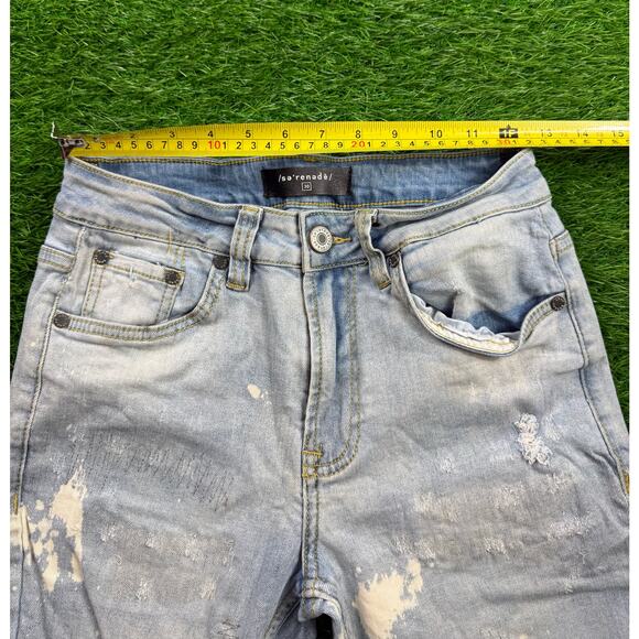 Serenade Men’s Size 30 Light Wash Distressed Skinny Jeans Ripped Stretch Denim - Picture 8 of 10